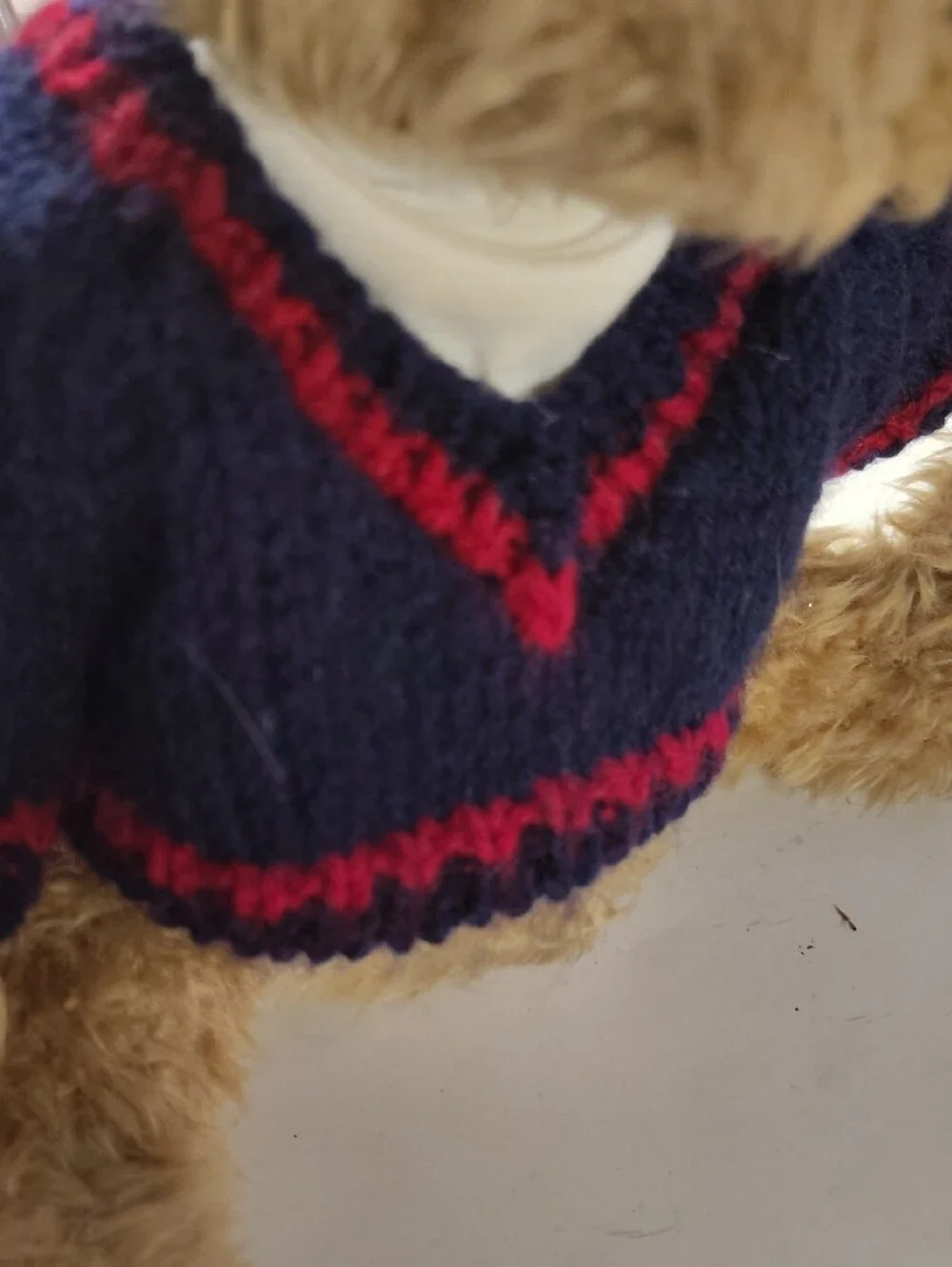 Polo by Ralph Lauren Tan Bear with Navy & Red Knit Sweater